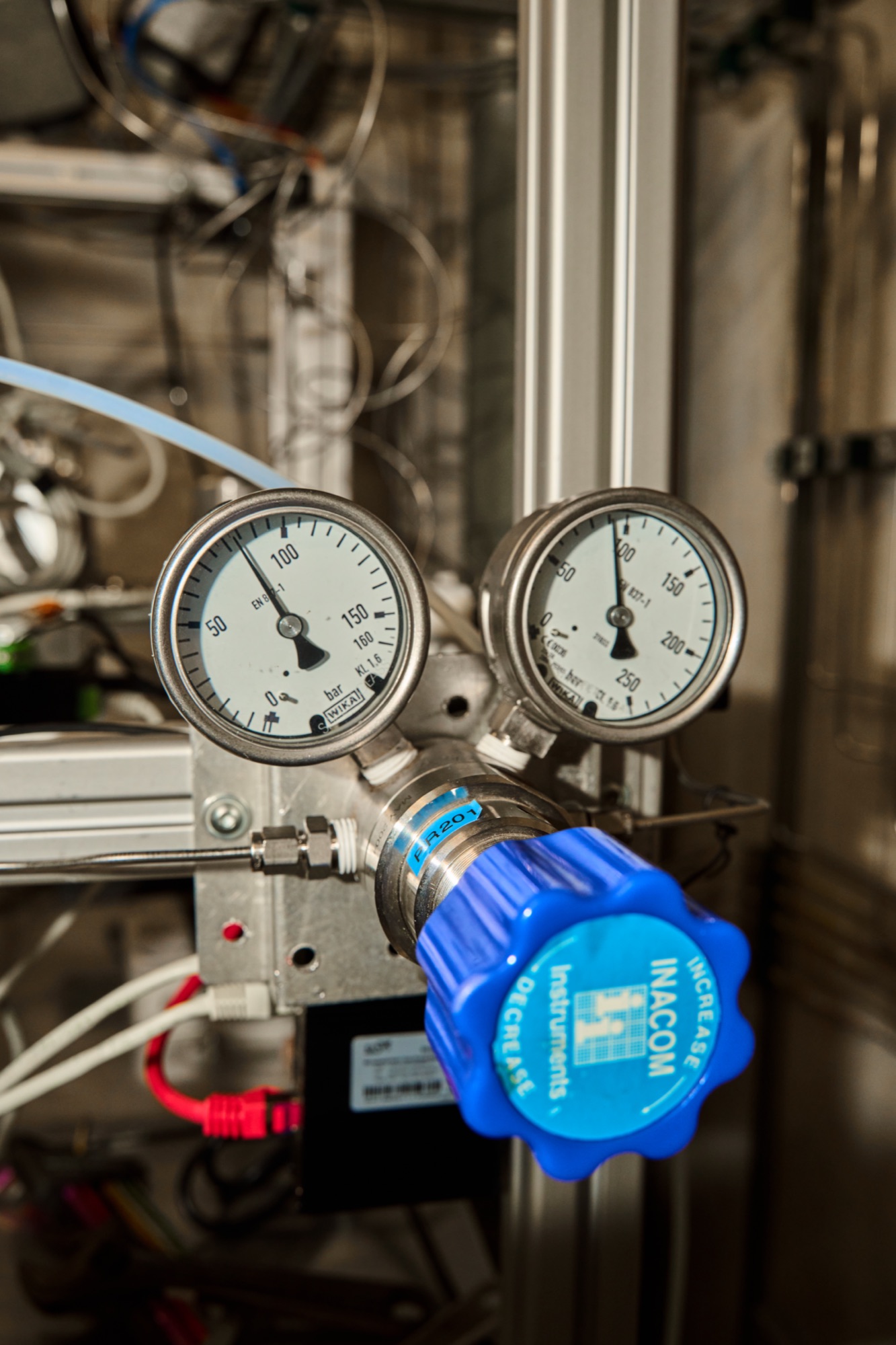 Pressure regulators on an operating process plant